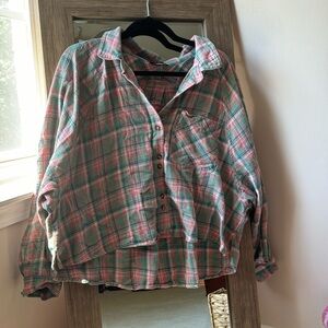 Thick, soft flannel, size medium, well worn but good condition!